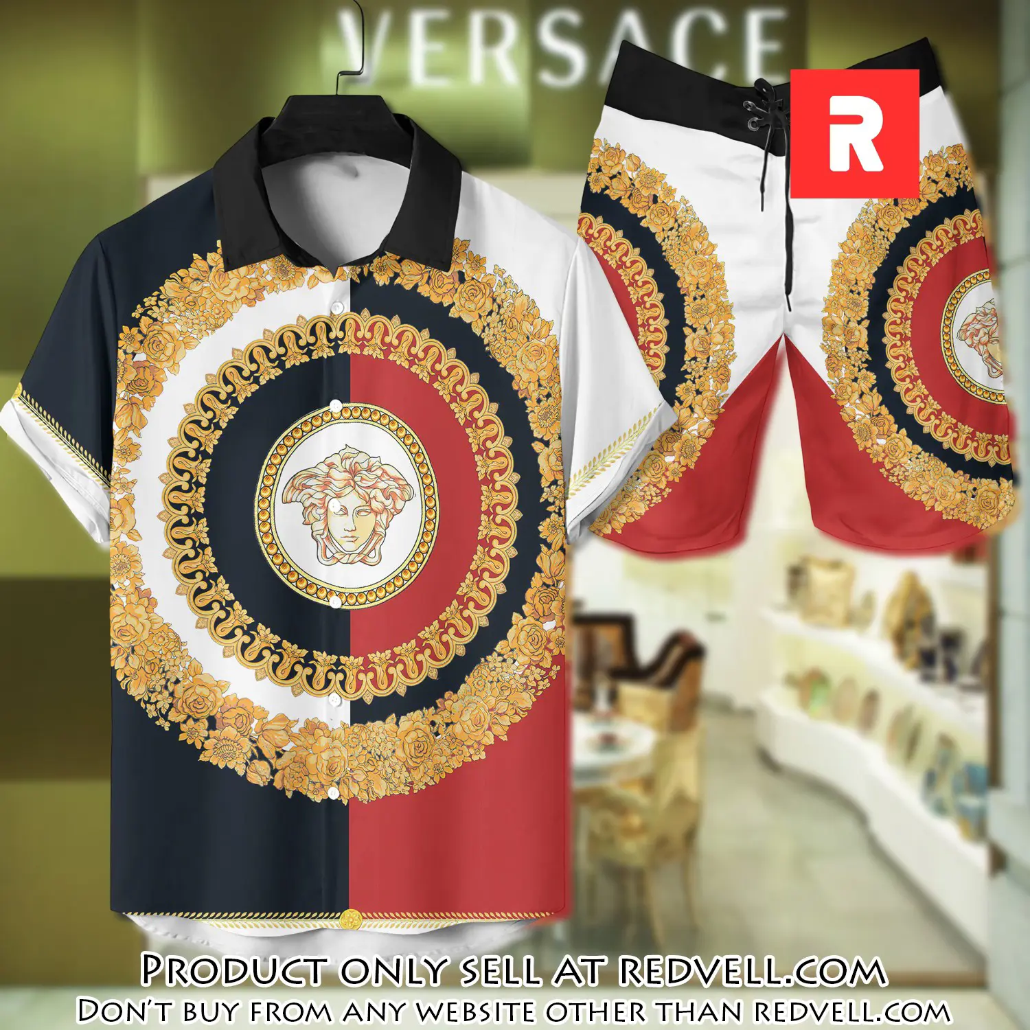 Versace luxury hawaiian shirt & short set lhs1213 rv4055300